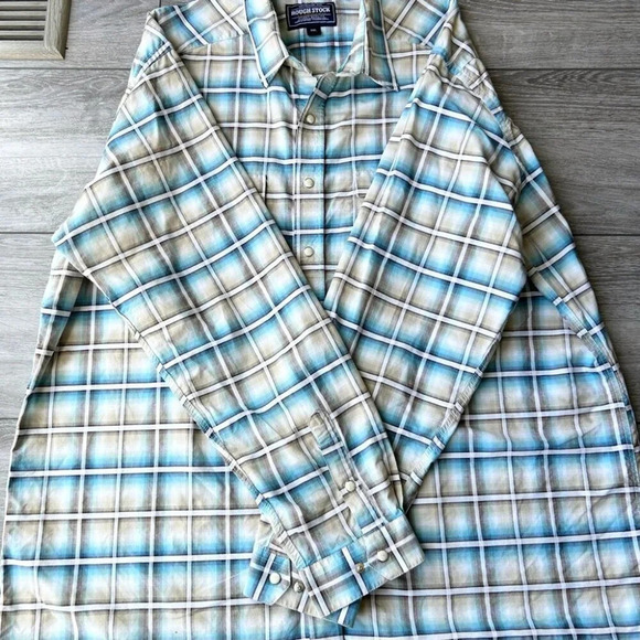 Panhandle Rough Stock Pure Cotton  Button Down Plaid Western Shirt - Picture 10 of 15